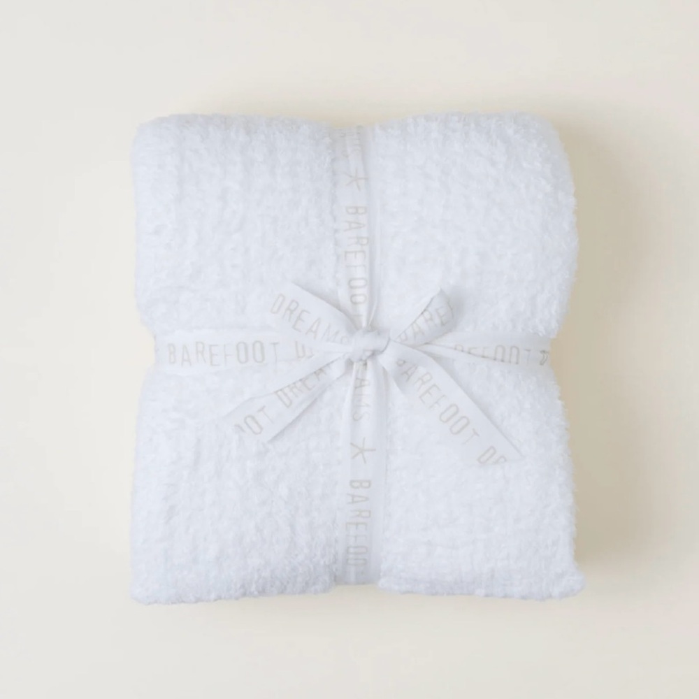 Barefoot Dreams White Plush Throw - Ultra Soft Cozy Blanket